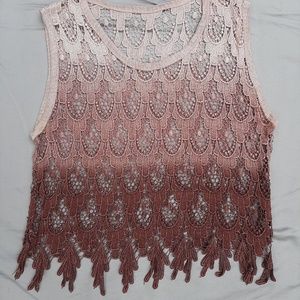 Ombre Deco Crochet Lace Sleeveless Crop Top